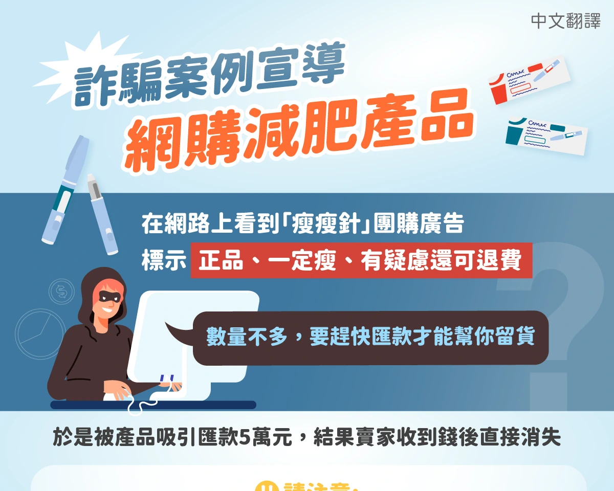 1150209 上網購買瘦瘦針，居然踩進詐騙坑