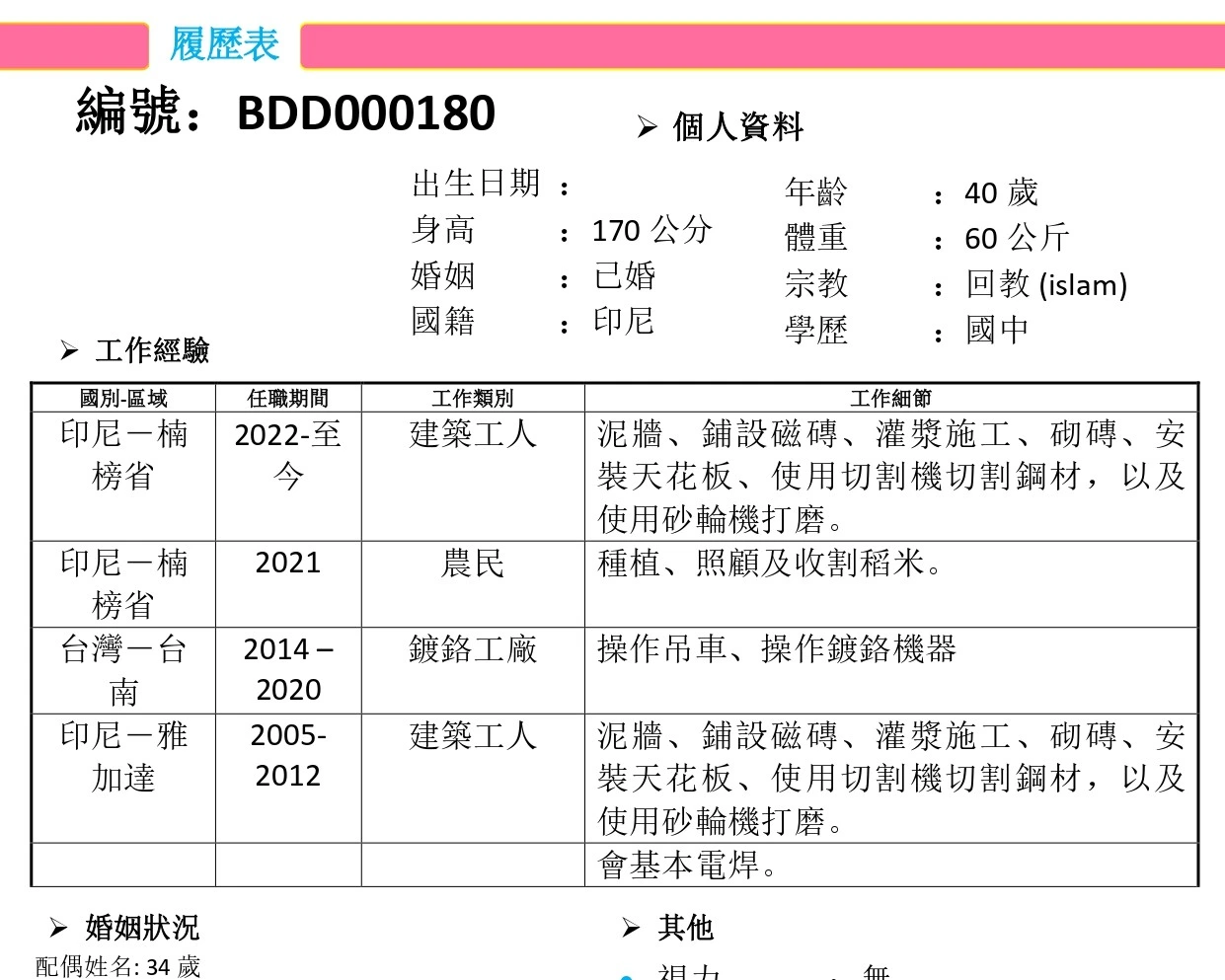 【印尼-國外-男生】建築／農民／鍍鉻